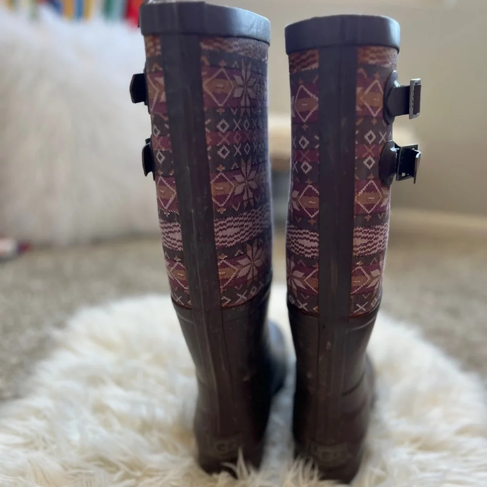 Ugg | Dark Mauve Patterned Rainboots - Picture 8 of 11